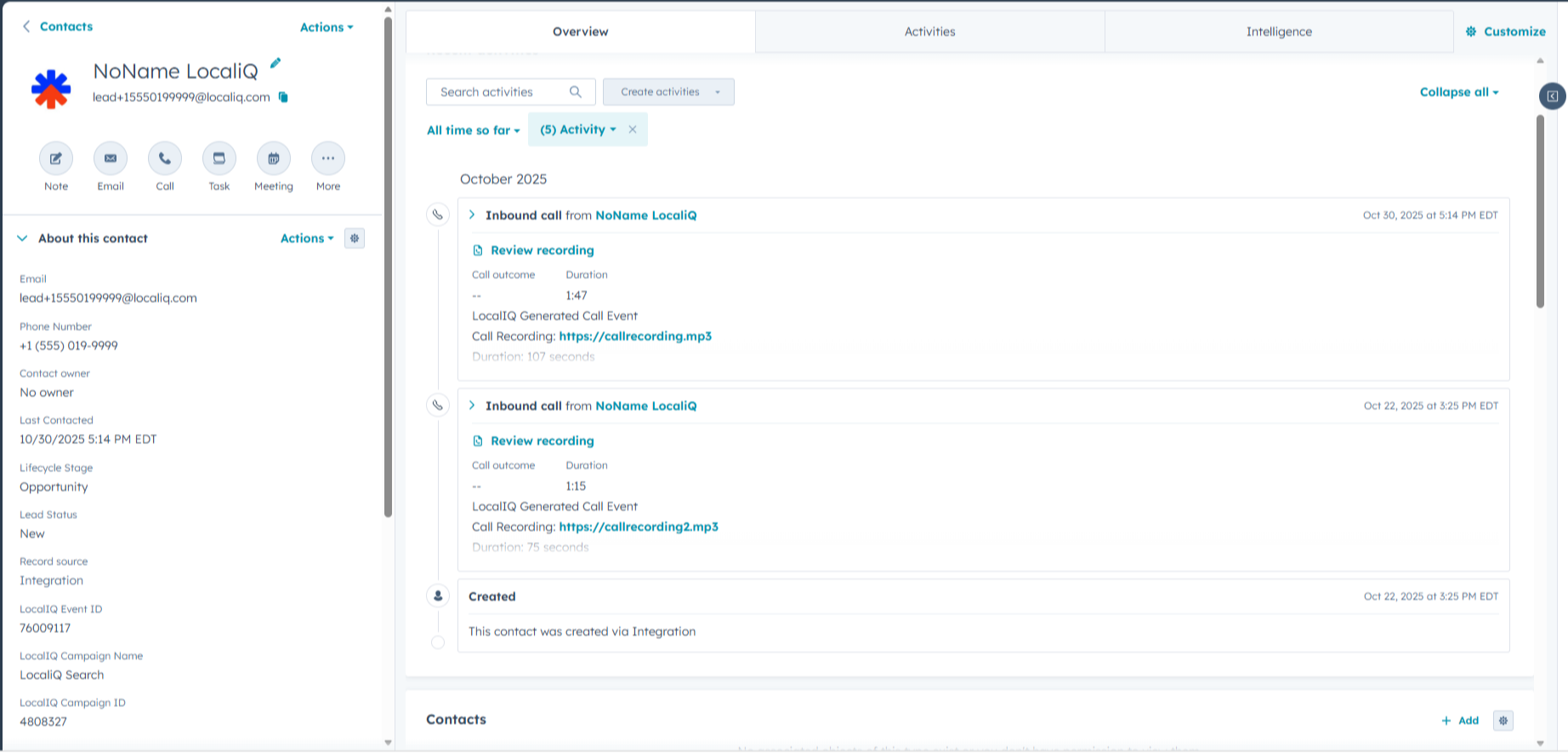 Syncing Calls from LocaliQ